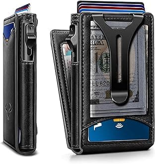 Men Wallet,Magnetic Metal Wallet Money Clip 9Cards Pop-up Access RFID Blocking