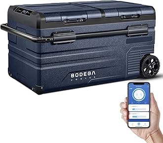 BODEGACOOLER 12 Volt Car Refrigerator, Portable Freezer, Car Fridge Dual Zone WIFI APP Control, 80 Quart(75L) -4℉-68℉Car Cooler, 12/24V DC and 100-240V AC, for Camping, Travel, RV, OutdoorGlobal Recycled StandardGlobal Recycled StandardGlobal Recycled Standard