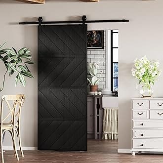BARNER HOME 36in X 84in Sliding Barn Door, MDF, with Waterproof Surface, DIY Assemble, Pre-drilled Barn Door Slab with Installation Hardware Kit,Black