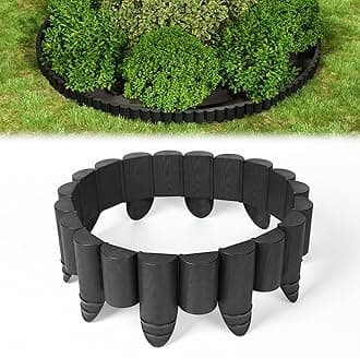 Garden Edging Border, 20Ft 6.7In No Dig Landscape Edging, 90pcs Plastic Landscape Edging Border for DIY Decorative Flower Grass Bed Border, Interlocking Outdoor Lawn Edging Fence, Black