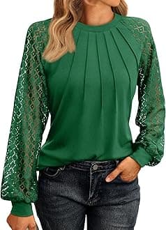 AUTOMET Womens Long Sleeve Shirts Lace Tops Business Casual Fall Fashion Outfits Clothes Knitted Y2k Blouses