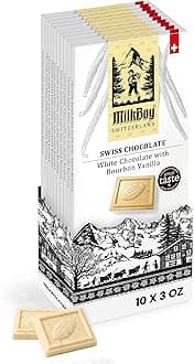 White Chocolate Bars - Gourmet Bourbon Vanilla Chocolate Bars - Made with Pure Natural Vanilla - White Premium - Gluten Free - Non-GMO - Kosher - 3 oz, Pack 10