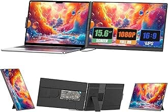 Laptop Screen Extender, 15.6" IPS FHD 1080P Laptop Monitor Extender, Portable Monitor for Laptops, TYPE-C Travel Dual Screen with Adjustable Kickstand, Plug and Play with Wins/Mac/Linux/Chrome/PS5