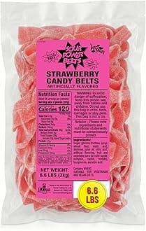 Premium Strawberry Candy Belts – The Original Sour Candy Since 1985 – 6.6 lb Bulk Bag – Vegan, Non-GMO, Gelatin Free – Soft, Chewy, Sweet & Tart Retro Treats