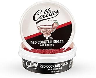 Collins Red Cocktail Sugar, Enhance Daiquiris, Cosmopolitans, Margaritas, Cocktail Drinks, Glass Rimming Sugar for Cocktails 7oz