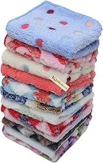 Microfiber Small Size Face Towel,Handkerchief,Rumal - 400 Gsm,Extra Soft And Super Absorbent Face Towels For WomenS, Kids And Newborn Babies - Set Of 12 - (1 Dozen)-(25X25 Cm), Multi