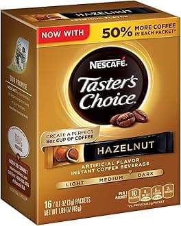 NescafeTASTER'S CHOICE Hazelnut Instant Coffee Beverage, 0.1 ounce 16 Count (6 packs)