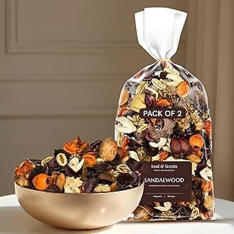 Soul & Scents Sandalwood Potpourri | Dried Flowers | Fine-Living | Natural Decoration | Mood Enhancer | Perfect for Home Decor, Gifts, and Aromatherapy | Made in India | Pack of 2-140gm Each