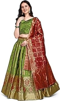 Women's Faux Silk Semi-Stitched Lehenga Choli