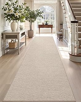 DEXI Hallway Runner Rug 2'4''x8', Non Slip Rubber Backed Runners Carpet, Ultra Thin Entryway Rugs Indoor for Kitchen Hallway Entrance Bedroom, Beige