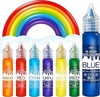 Oil Based Food Coloring for Chocolate - Rainbow Color Food Coloring Set for Candy Melts, Buttercream, Baking, Cake Decorating, Fondant - 7 x 12g Fat Soluble Food Color Dye for Icing, Cookie, Crafts