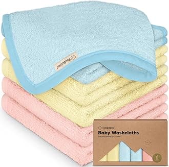 6-Pack Baby Washcloths – Soft Absorbent Viscose from Bamboo Washcloths for Face, Body, Baby Towels for Newborn, Kids, Toddlers, Infant, Gentle on Sensitive Skin, 10x10 Reusable Face Towels(Candy Pop)