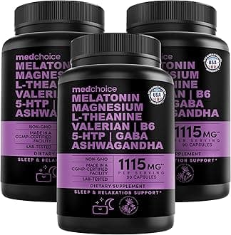 12-in-1 Melatonin Sleep Capsules - Natural Sleep Aids for Adults with Melatonin 5mg and Magnesium Glycinate 500mg, Sleep Aid with Ashwagandha, L Theanine, Valerian Root, GABA, 5-HTP (90ct, Pack of 3)
