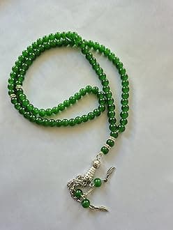 TasbeehTasbeeh Green Glass 99 Bead Islamic Prayer Necklace for Muslims, All Ages, Unisex