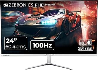Zebronics ZEB-A24FHD Ultra Slim LED Monitor with 60.4cm (24”) Wide Screen, Full HD 1920x1080, 75Hz Refresh Rate, HDMI, VGA, 250cd/m² Brightness, Built in Speaker and Wall mountable Design