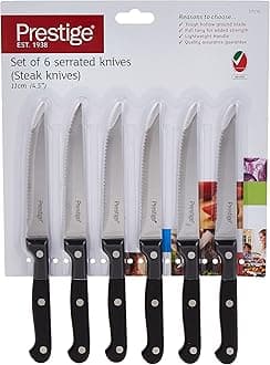Prestige 6-Pieces Steak Knife Set with Micro Serrated Edge | Steak Knives Set with Stainless Steel Blades | PR57110