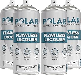 Polar Flawless Lacquer Spray - 4x400ml, Clear - Protective Coating for Wood, Ceramic, Glass, Plastic & Metal - Scratch Resistant & UV Protection - Primer for DIY, Interior & Exterior - Gloss Finish