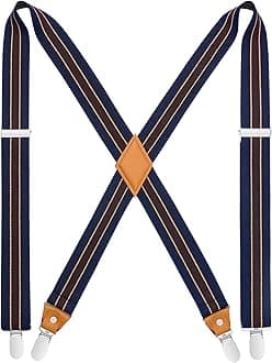 Suspenders for Men X-Back 1.4" Adjustable Elastic Suspender Braces Strong 4 Clips for Work Trousers Wedding