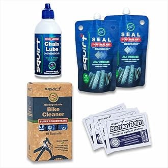 Squirt Bike Care Essentials Kit - Includes Bike Chain Lube, Bicycle Cleaner/Degreaser, Tire Sealant, & Anti-Chafe Balm - Bicycle Care Gift Kit for Road, MTB, & Gravel