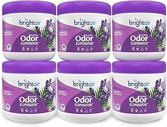 Bright Air 14 oz. Super Odor Eliminator, For Medium-Size Spaces, Lavender & Fresh Linen Scent, Case of 6, Odor Eliminator & Air Freshener, Natural Essential Oils, Lasts Up to 90 Days Each