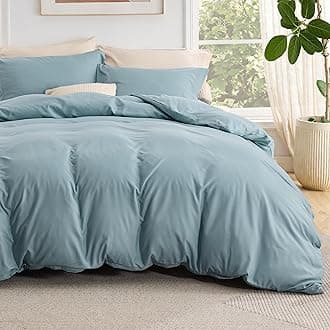 Bedsure King Duvet Cover with Fitted Sheet - Soft Double Brushed Bedding Set with Zipper Closure, 4 Pieces, Includes 1 Duvet Cover, 1 Fitted Sheet, 2 Pillow Shams, NO Comforter, Mineral Blue