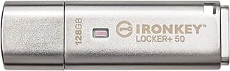 Kingston IronKey Encrypted USB Drive 128B USB3.2(Gen1)/3.1/3.0 XTS-AES Encryption Multi-Password Function,IronKey Locker+ 50 IKLP50/128GB