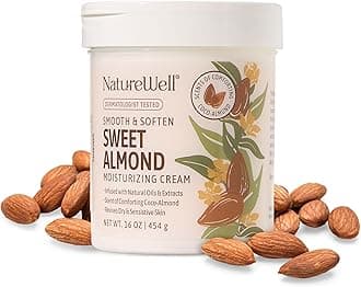 NATURE WELL Sweet Almond Smooth & Soften Gentle Moisturizing Cream For Face, Body, & Hands, Infused With Natural Oils & Extracts, Restores Skin Moisture Barrier, 16 Oz