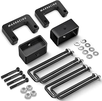 MAXRACING 2" Front + 2" Rear Leveling Kit Compatible with 2007-2026 Chevy Silverado 1500/GMC Sierra 1500, 2" Front Strut Spacer and 2" Rear Lift Block with Extended U Bolts
