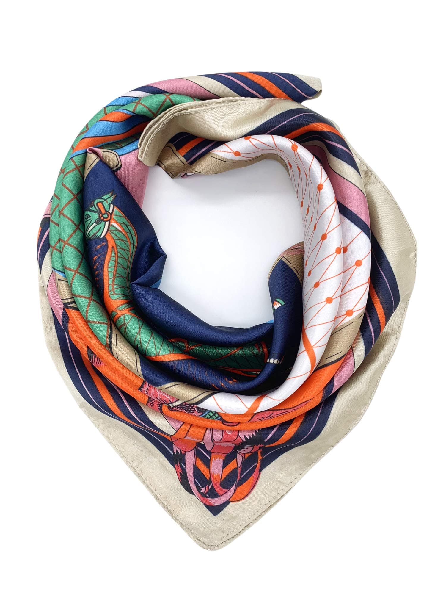 Silk Feeling Scarf Women's Fashion Pattern & Solid Color Large Square Satin Headscarf