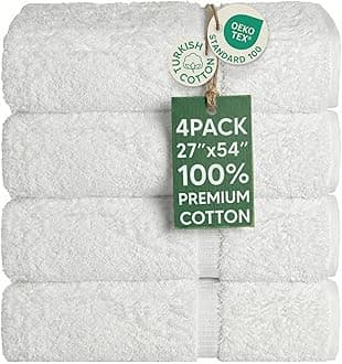 Chakir Turkish Linens | Hotel & Spa Quality 100% Cotton Premium Turkish Towels | Soft & Absorbent (4-Piece Bath Towels, White)