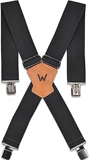 Elastic Suspenders for Men - Heavy Duty Work Suspenders with Clips