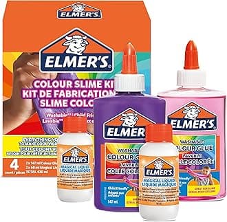 Elmer's Colour Slime Kit | Slime Supplies Include Washable Colour PVA Glue | Assorted Colours & Magical Liquid Slime Activator | Washable & Kid Friendly | 4 Count