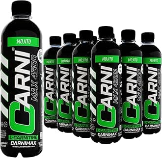CARNIMAX L-Carnitine Drink, Mojito – 0g Sugar, 4500mg L-Carnitine, Electrolytes, CLA + Chromium, B Complex Vitamins – Maximum Fat Burn, Pre-Workout Drink, 500ml (Pack of 12)