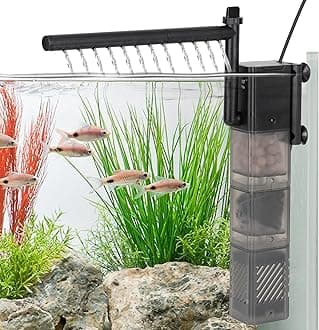 hygger Aquarium Filter DC 5V Multiple Function Power Quiet Fish Tank Filter with Rainfall Aeration 3-Stages Filtration Adjustable Submersible Internal Fish Filter for 35-45 Gallon