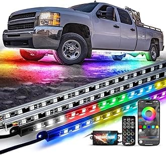 Aura DreamColor Underglow Chasing Lights for Truck with Remote Control, Waterproof Rigid Aluminum LED Light Bar, Exterior Neon Accent Underbody RGB-IC Light Kit, Multi Colors Music Mode, 12V