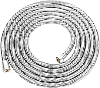 Extra Long Shower Hose 5M Flexible Stainless Steel Hose Anti-Kink Anti-Explosion Leakproof Hose Universal Brass Connector Encryption Replacement Metal Shower Pipe
