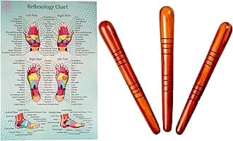 Massage toolsets with Chart for Professionals Foot Hand Massage Wooden Stick Reflexology (English, Set B)