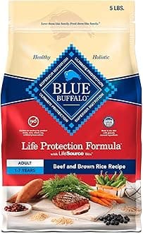 - Blue Buffalo Life Protection Formula Adult Dry Dog Food, Helps Build and Maintain Strong Muscles, Made with Natural Ingredients, Beef & Brown Rice Recipe, 5-lb. Bag