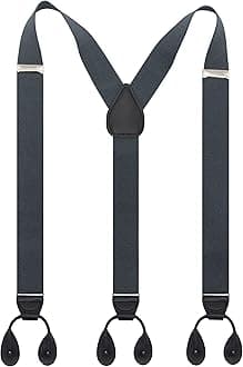 Y Back Button 1.4" Suspenders for Men with Stylish Leather Button Ends Durable Long Lasting Stretch Ultimate Fashion