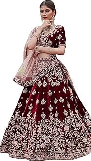 Women's Satin Embroidery Bridal Lehenga Choli with Net Dupatta Ready To Wear (L148)
