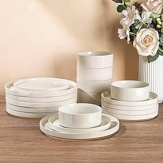 AmorArc Ceramic Dinnerware Set for 6 | Speckled Stoneware Plates and Bowls with Rustic Terracotta Underside| Scratch Resistant,Dishwasher & Microwave Safe Dishes Sets- 18pcs