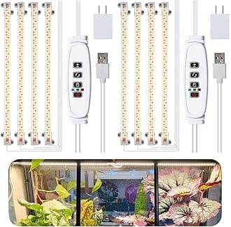 RWNTAO LED Plant Grow lamp, 3500K Full Spectrum Growing Light Strips for Indoor Small Plants with 3/9/12H Timer & 10 Dimmable Levels, LED Growth Light for Green House Hydroponics Succulent 2 Pack