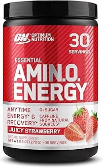 Amino Energy - Pre Workout with Green Tea, BCAA, Amino Acids, Keto Friendly, Green Coffee Extract, Energy Powder - Juicy Strawberry Burst, 30 Servings (Packaging May Vary)