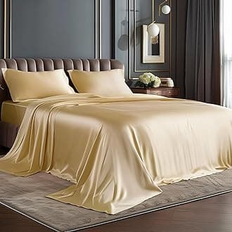 BEDELITE Satin Sheets Twin Size Bed Set, Luxury Soft Champagne Silky Sheets for Hair and Skin, Similar to Silk Bed Sheets Set 3 Pieces with 1 Deep Pocket Fitted Sheet, 1 Flat Sheet, and 1 Pillowcase