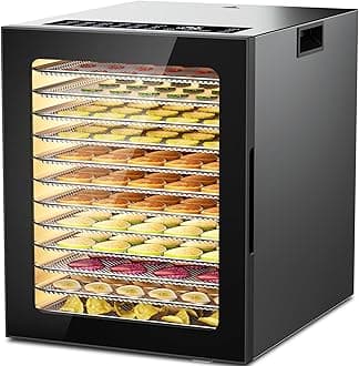 Food Dehydrator for Jerky, 12-Trays Stainless Steel, 850W Electric Dehydrator Machine with 10 Presets, Adjustable Timer, Temperature Control, Digital Food Dryer for Herb, Dog Treats,Meats & Veggies