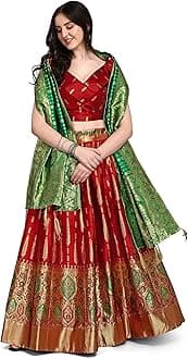 PURVAJA Women's Faux Silk Semi-Stitched Lehenga Choli