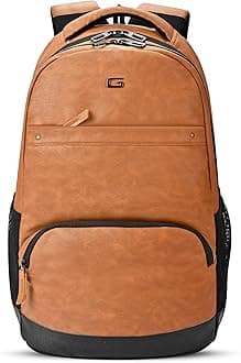 Gear Vintage2 Anti Theft Faux Leather 18 cms Tan Laptop Backpack (LBPVG2LTH1901)
