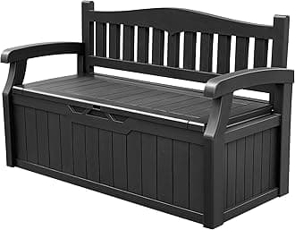Devoko 80 Gallon Storage Bench Deck Box Lockable for Patio Furniture, Garden Decor and Outdoor Seating for Cushions, Garden Tools and Pool Supplies (Black)