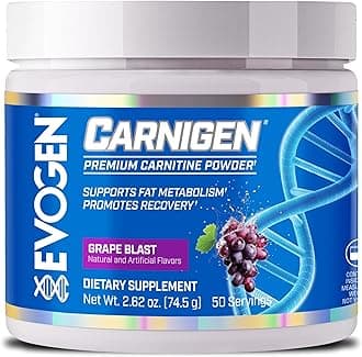 Evogen Carnigen - Premium Carnitine Powder | Supports Fat Metabolism & Promotes Recovery | Stimulant-Free L Carnitine Supplement Matrix with Acetyl L-Carnitine | Grape | 50 Servings