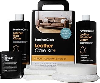 Complete Leather Care Kit+ With Large Leather Cleaner & Leather Protection Cream for Sofas, Car Seats - Leather Care Set Includes 500ml Ultra Clean & 500ml Leather Conditioner